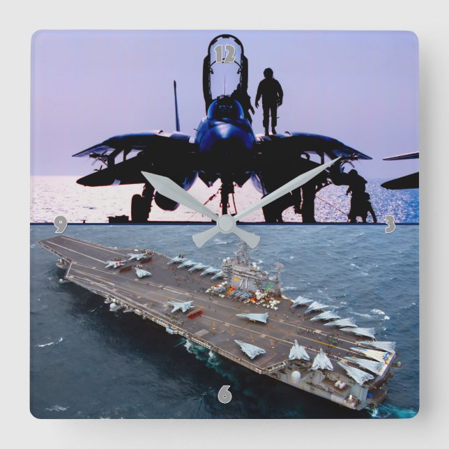 F-14 TOMCAT QUADRATISCHE WANDUHR (Vorderseite)