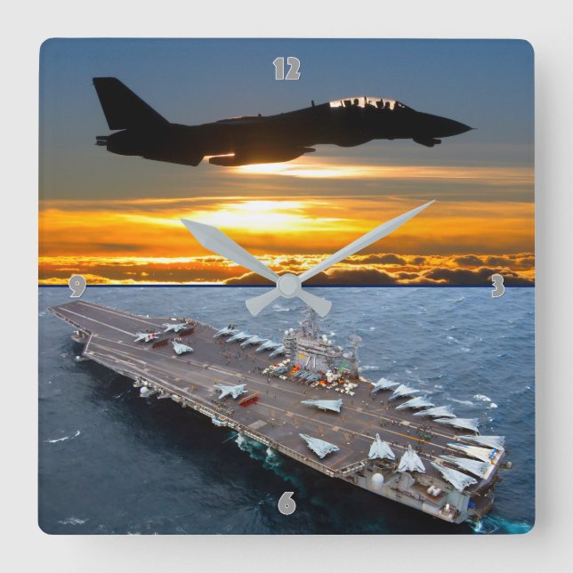 F-14 TOMCAT QUADRATISCHE WANDUHR (Vorderseite)