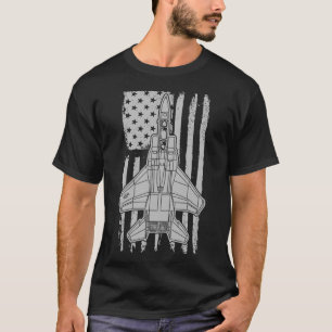 F-15 Eagle Fighter Jet Airplane American Flag F15 T-Shirt
