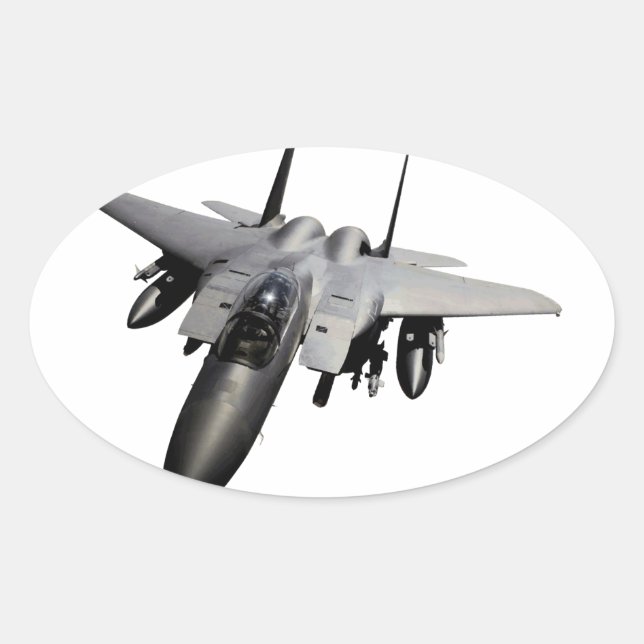 F-15 Eagle Jet Fighter Ovaler Aufkleber (Vorderseite)