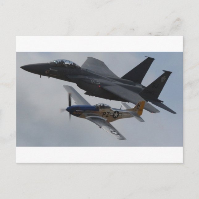F-15 EAGLE + P-51 MUSTANG FORMATION POSTKARTE (Vorderseite)