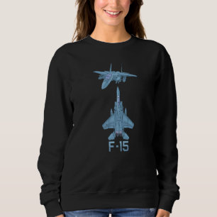 F 15 Flugzeug-Diagramm für taktische Jet-Kampfflug Sweatshirt
