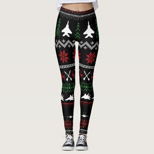 F-15C Weihnachts-Leggings Leggings (Vorderseite)