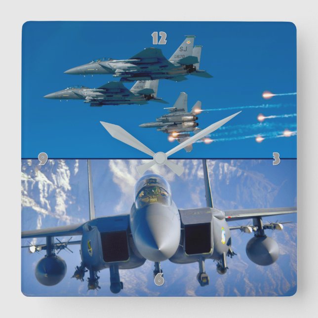 F-15E STRIKE EAGLE QUADRATISCHE WANDUHR (Vorderseite)