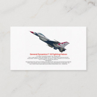 F-16 Falcon Fighter Jet Business Card Visitenkarte