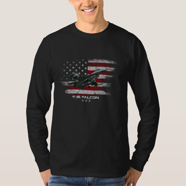 F-16 Falcon U.S Military Fighter Fighting Jet Pilo T-Shirt (Vorderseite)