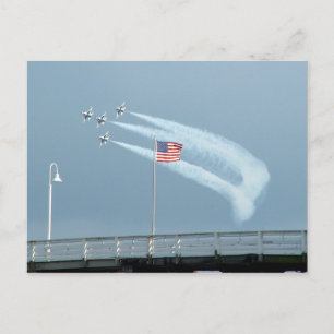 F-16 Falken bekämpfen Amerikanische Flagge Postkar Postkarte