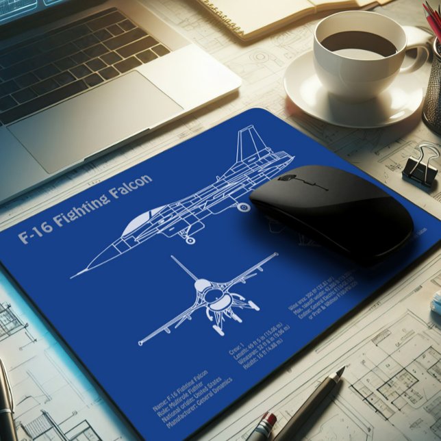 F-16 Falkenbekämpfung - Flugzeugherstellungspläne  Mousepad (Von Creator hochgeladen)