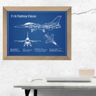 F-16 Falkenbekämpfung - Flugzeugherstellungspläne  Poster