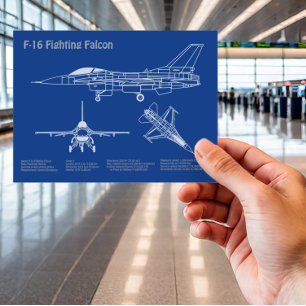 F-16 Falkenbekämpfung - Flugzeugherstellungspläne Postkarte