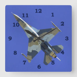 F-16 Kampf Falken Electric Jet Quadratische Wanduhr