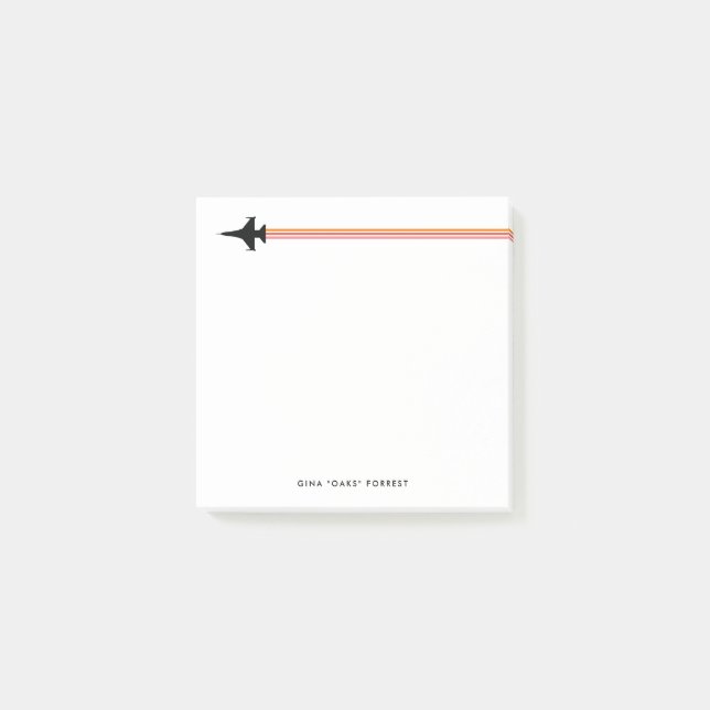F-16 Stripter Jet Individuelle Name Notepad Post-it Klebezettel (Vorderseite)