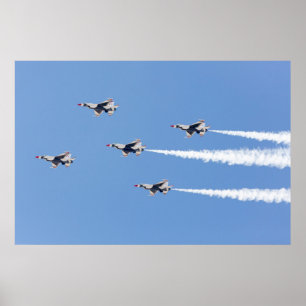 F-16 Thunderbirds fliegen in der Fünf-Karten-Forma Poster