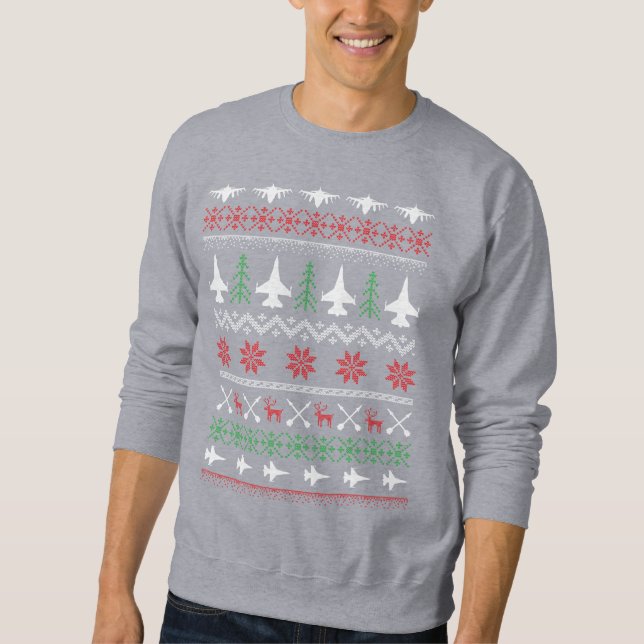 F-16 Ugly Christmas Sweater Sweatshirt (Vorderseite)
