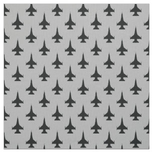 F-16 Viper Fighter Jet Black auf Gray Stoff