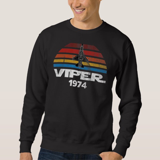 F 16 Viper Fighter Jet Distressed Sunset Sweatshirt (Vorderseite)