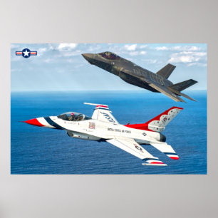 F-16C-KAMPFFIL UND F-35A-BELEUCHTUNG II POSTER