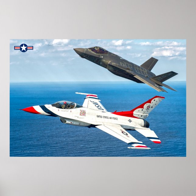 F-16C-KAMPFFIL UND F-35A-BELEUCHTUNG II POSTER (Vorne)