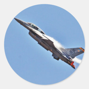 F 16s Jets Kampfflugzeuge Flugzeuge Runder Aufkleber