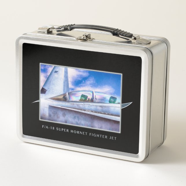 F-18-HORNET-KAMPFJET einfach Metall Brotdose (Vorderseite)