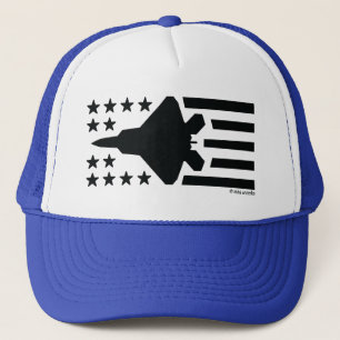 F-22 Fighter Jet Black Stars and Stripes Truckerkappe