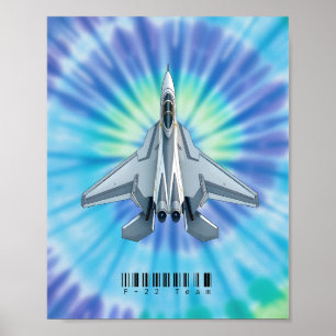 F-22 Kampfjet Poster mit kräftiger Krawatte-Dye