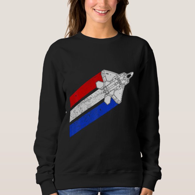 F-22 Raptor Airplane USA Contrails Red White Blue Sweatshirt (Vorderseite)
