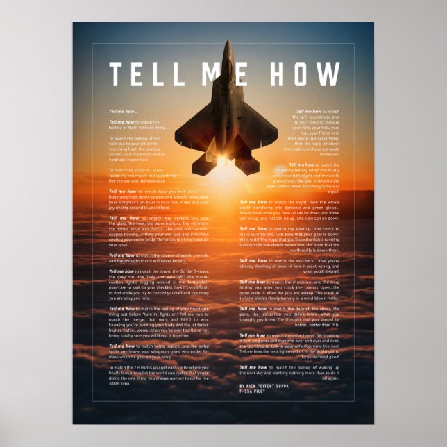 F-22 Raptor mit Tell Me Wie ode fliegen Poster (Vorne)