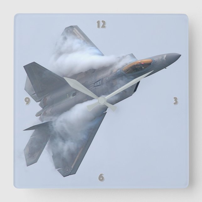 F-22 RAPTOR QUADRATISCHE WANDUHR (Vorderseite)