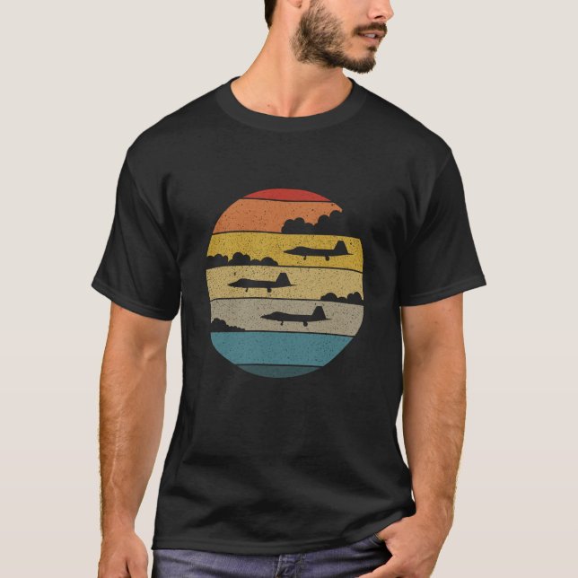 F-22 Raptor-Silhouette Retro-Sonnenuntergang in Wo T-Shirt (Vorderseite)
