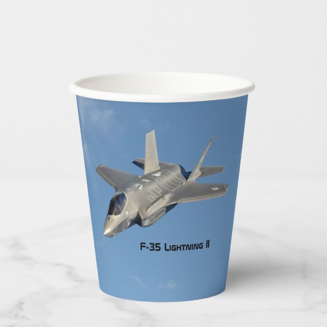 F-35 Blitz II Panther Jet Fighter Pappbecher (Vorderseite)