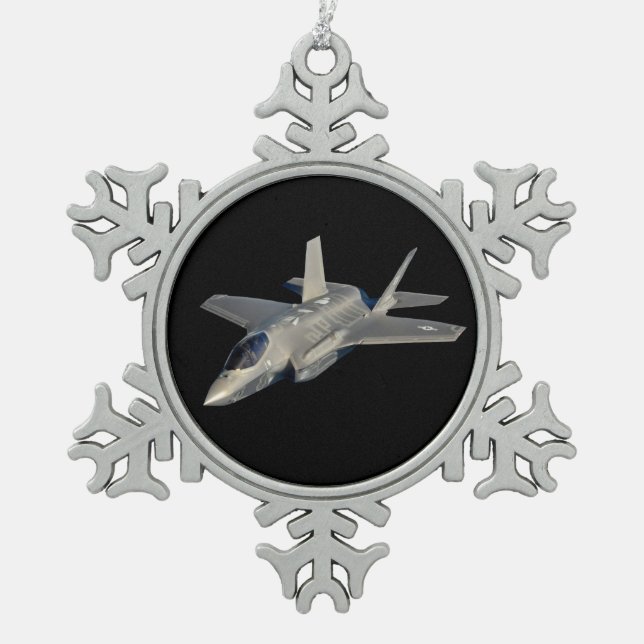 F-35 Blitz II Panther Jet Fighter Schneeflocken Zinn-Ornament (Vorderseite)