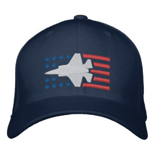 F-35 Kämpfer Jet US Flagge in Rot-Weiß Bestickte Baseballkappe