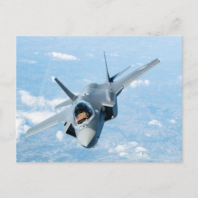 F-35 Kämpfer mit amerikanischer Flagge Postkarte (Vorderseite)