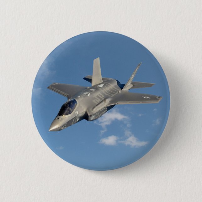F-35 Lightning II Panther Jet Fighter in Sky Button (Vorderseite)