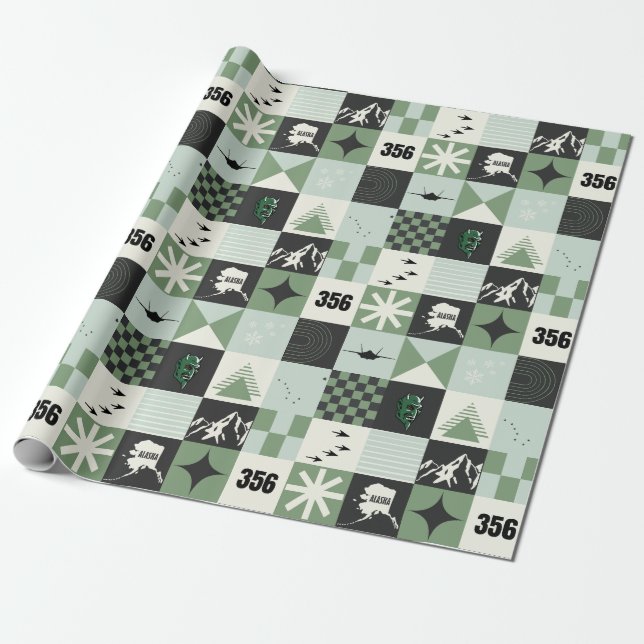 F-35 und 356FS Demon Holiday Squares Geschenkpapier (Ungerollt)