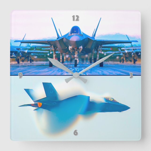 F-35A-BELEUCHTUNG II QUADRATISCHE WANDUHR (Vorderseite)