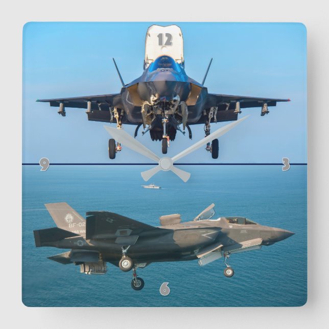 F-35B-BELEUCHTUNG II QUADRATISCHE WANDUHR (Vorderseite)