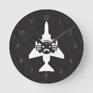 F-4 Phantom II Militärflugzeug Runde Wanduhr