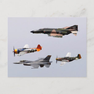 F-4 Phantom, P-47 Thunderbolzen, F-16 Falkenbekämp Postkarte