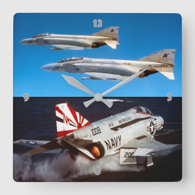 F-4 PHANTOM QUADRATISCHE WANDUHR (Vorderseite)