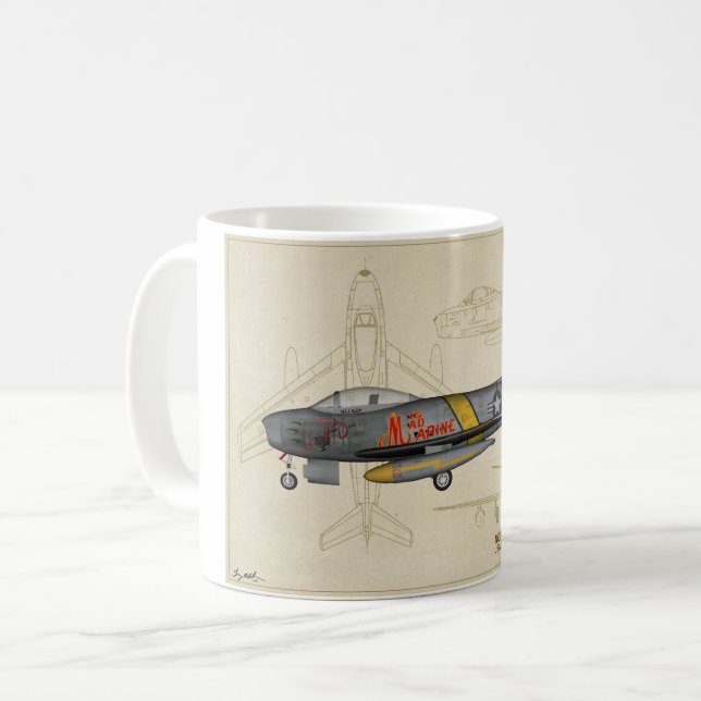 F-86 SABRE Jet-Kaffee-Tasse Tasse (Vorderseite Links)