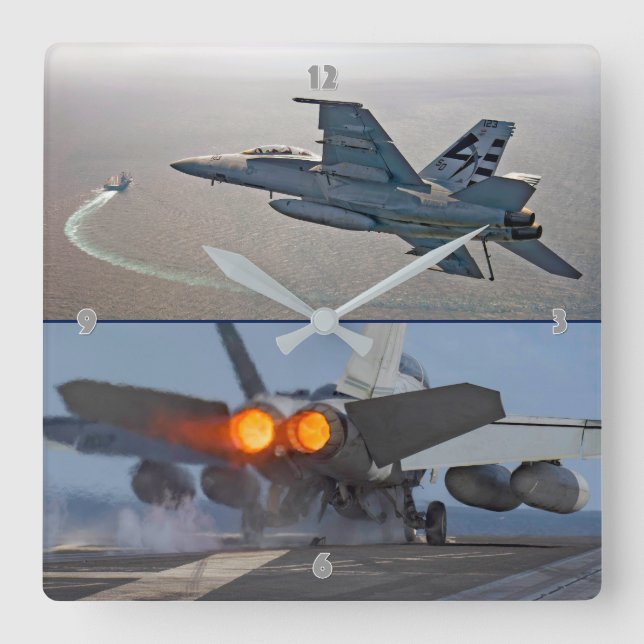 F/A-18 SUPER HORNET QUADRATISCHE WANDUHR (Vorderseite)