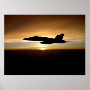 F/A-18C am Sonnenuntergang Poster