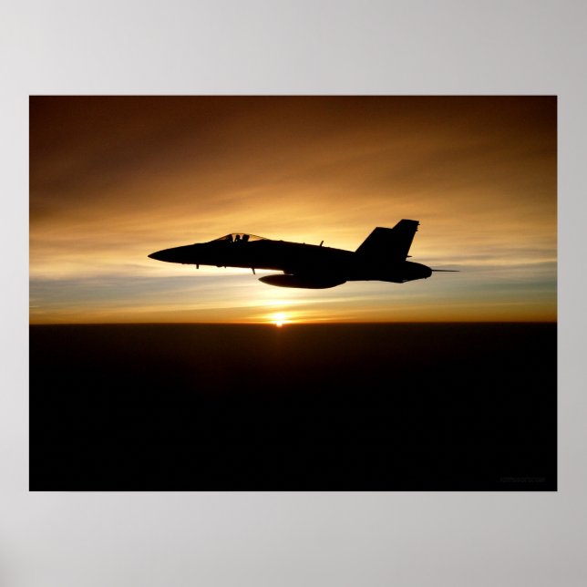 F/A-18C bei Sonnenuntergang Poster (Vorne)