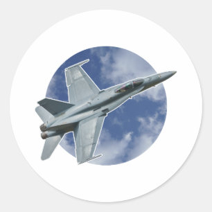 F/A-18C Hornet auf einer kreisförmigen Wolke Runder Aufkleber