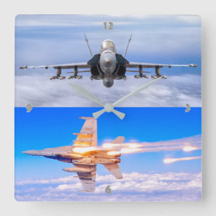 F/A-18C HORNET-NAFTBURNER QUADRATISCHE WANDUHR