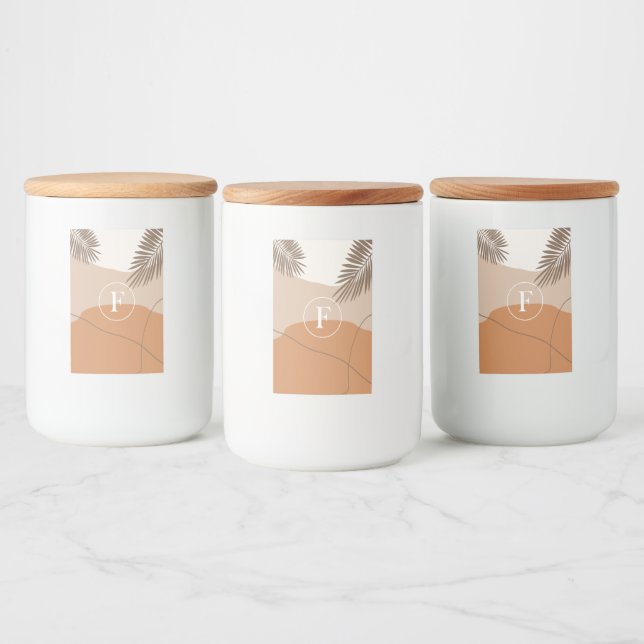 F - Anfangsbuchstabe F Abstraktes Design Lebensmitteletikett (Flaschen)