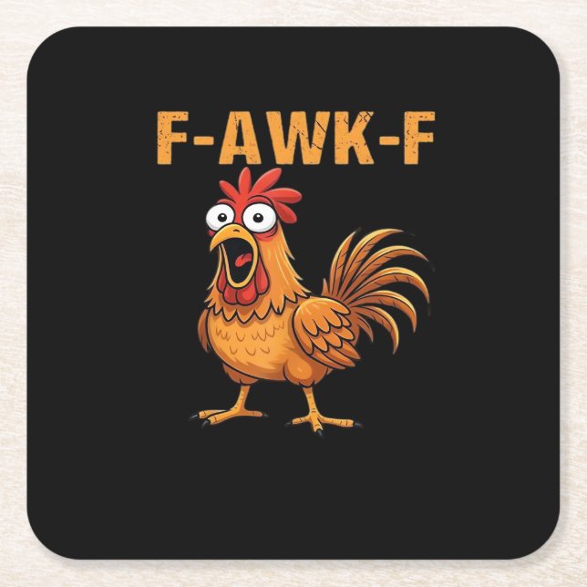 F-Awk-F Huhn F-Caw-F Hahn Lustiger Humor Meme Rechteckiger Pappuntersetzer (Vorderseite)