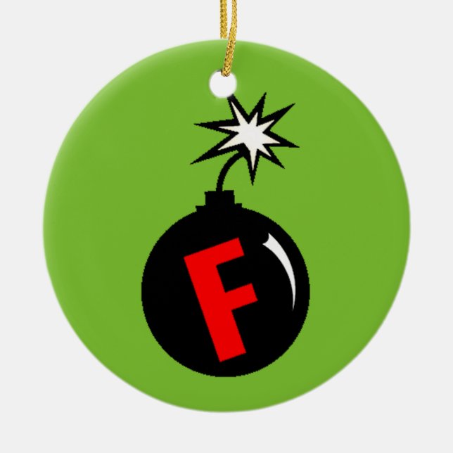 F-Bombe Baum-Verzierung Keramik Ornament (Vorne)